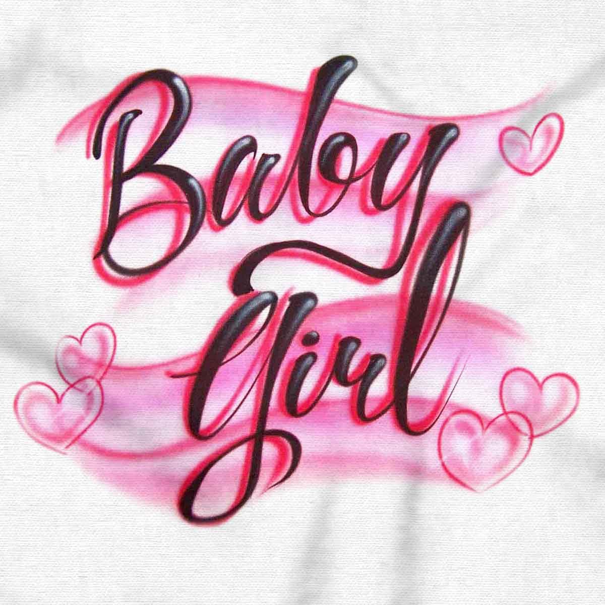 Airbrushed Baby Girl Hearts Love Tank Top Tee Shirt Women White
