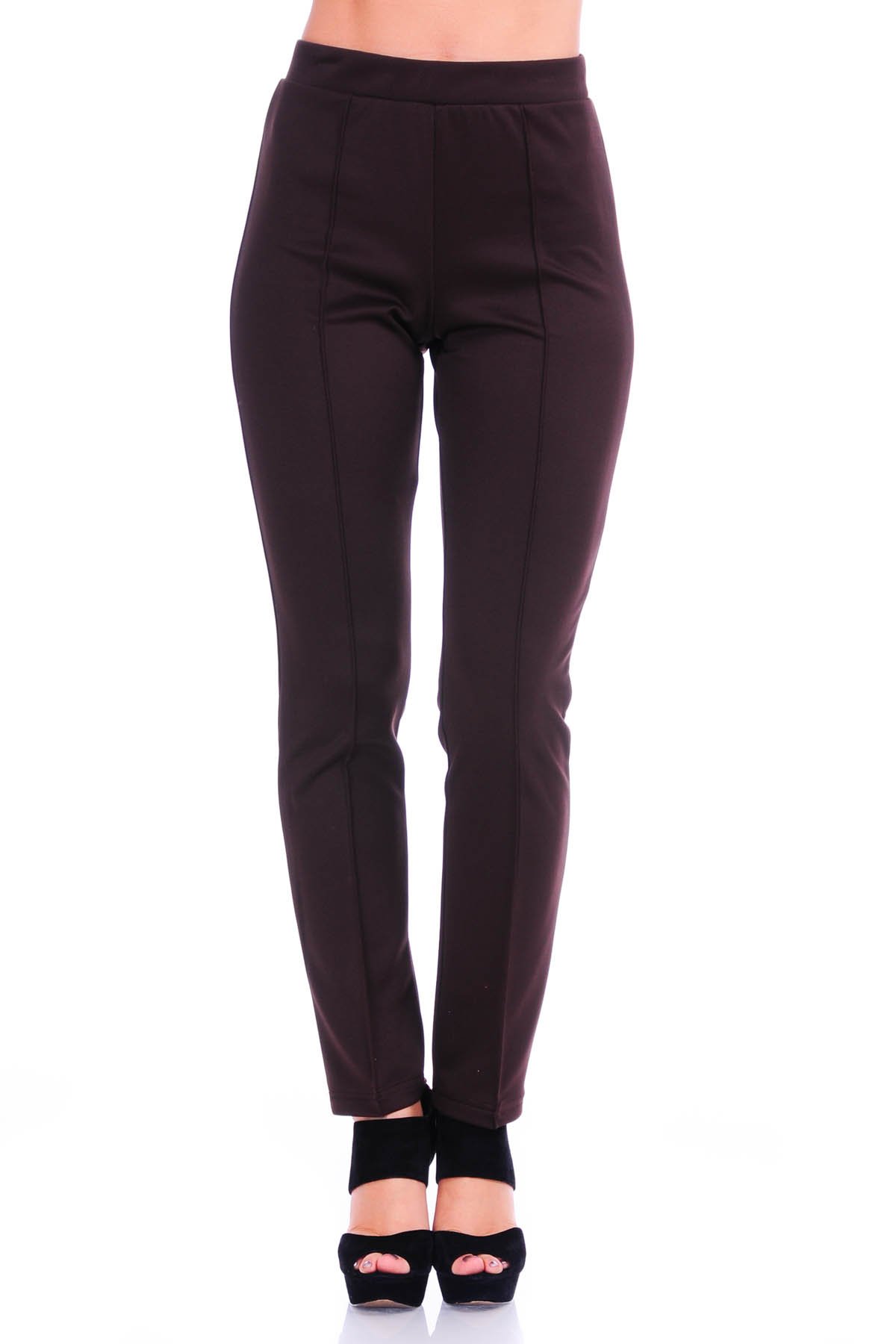 SR Womens Solid Stretch Straight Leg Slim Fit Pants 2X Brown