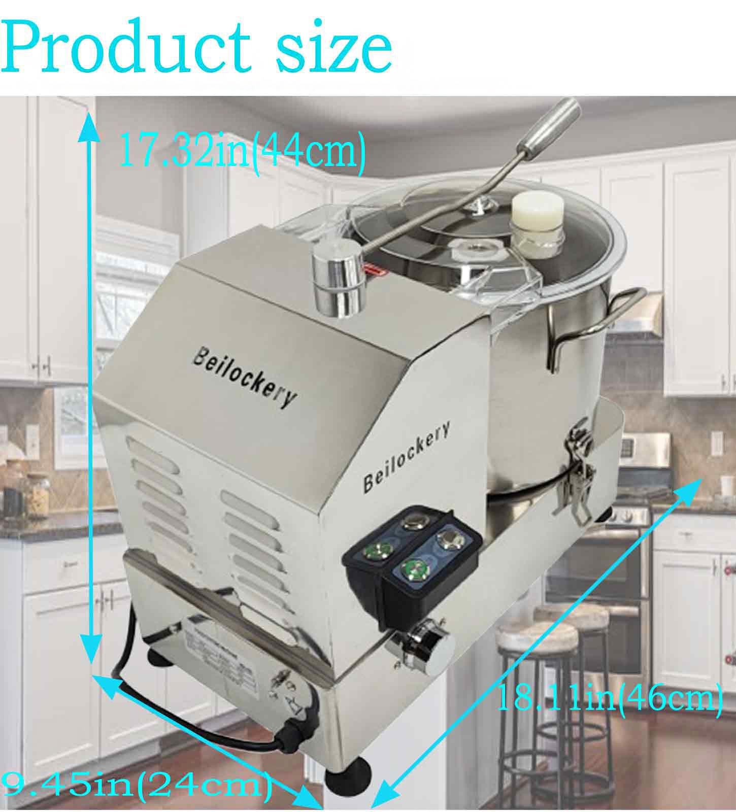 Trituradora de alimentos para carne y verduras de 110 V, 9 L, picadora de alimentos de velocidad ajustable de 1800 W con ventana transparente visible, picadora eléctrica comercial de acero 2
