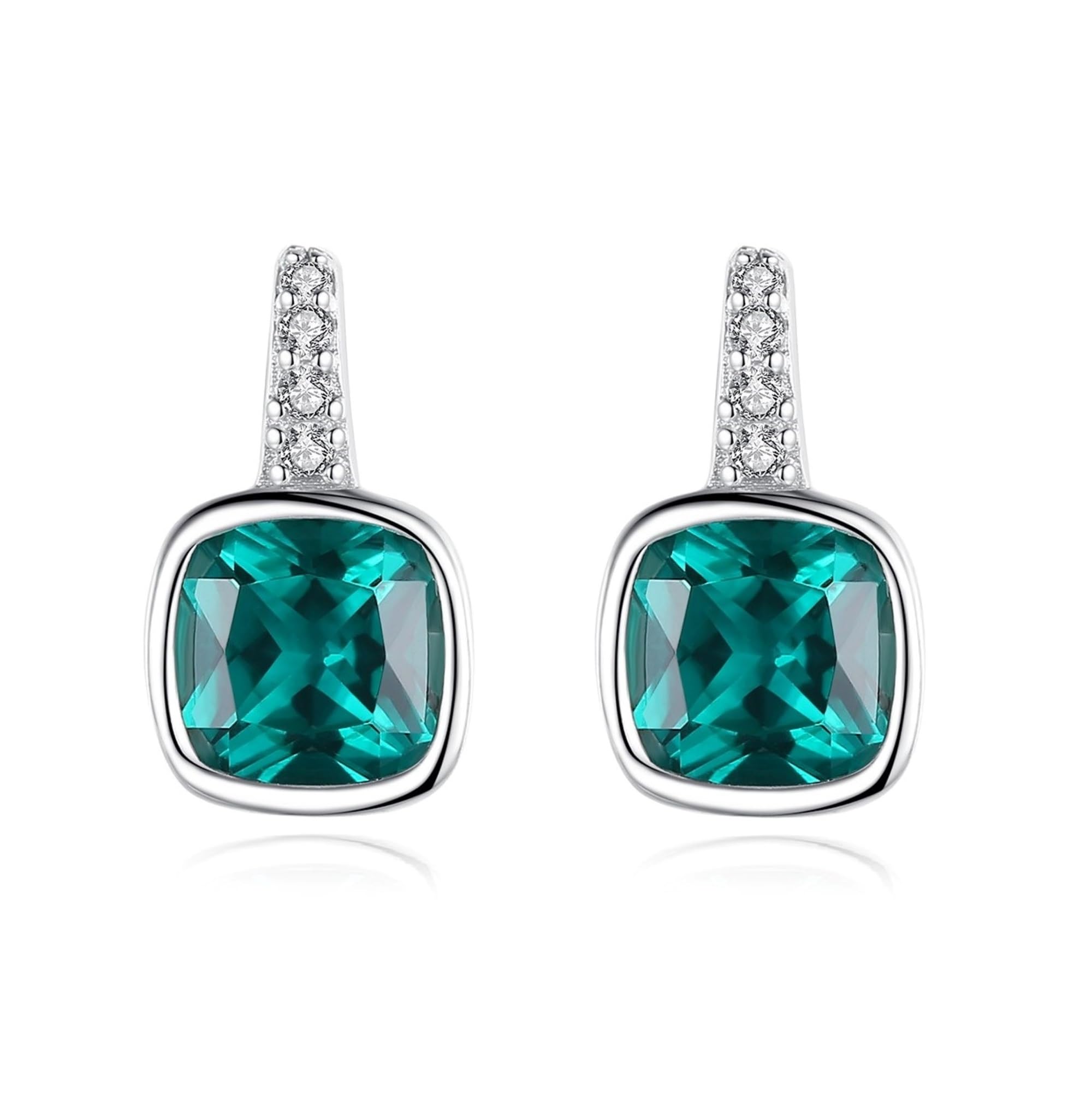 Orecchini a Bottone Argento 925 con Pietre di Nascita Regalo di Zirconia Cubica e Verde Smeraldo per le Donne
