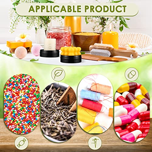 Honeydak 100 Pack 4 oz Aluminum Tins with Lids Metal Containers Screw Top Round Tin Cans for Cosmetic Lip Balm DIY Salves Wax (Black) by Honeydak - Image 5