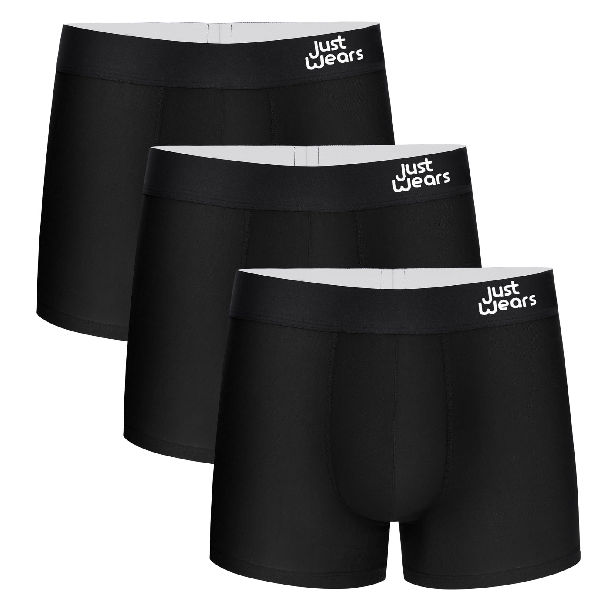 JustWears Everyday Mens Trunks, 3 Pack | Breathable Anti-Chafe Underwear with Moisture-Wicking MicroModal Air Cool Fabric | Ergonomic Support | Seamless Sustainable Boxers for Men | Pants Gift