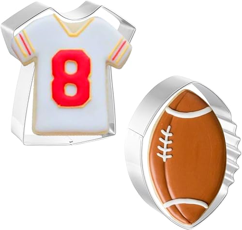 Cortadores de galletas 2 piezas, cortadores de galletas de fútbol, 3.5 pulgadas
