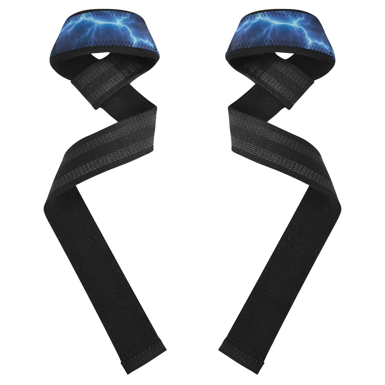 Nander Blue Lightning Wrist Straps for Weightlifting,Lifting Straps with Neoprene Cushioned Wrist Padded and Anti-Skid Silicone for Strength Training,Bodybuilding,Deadlifting