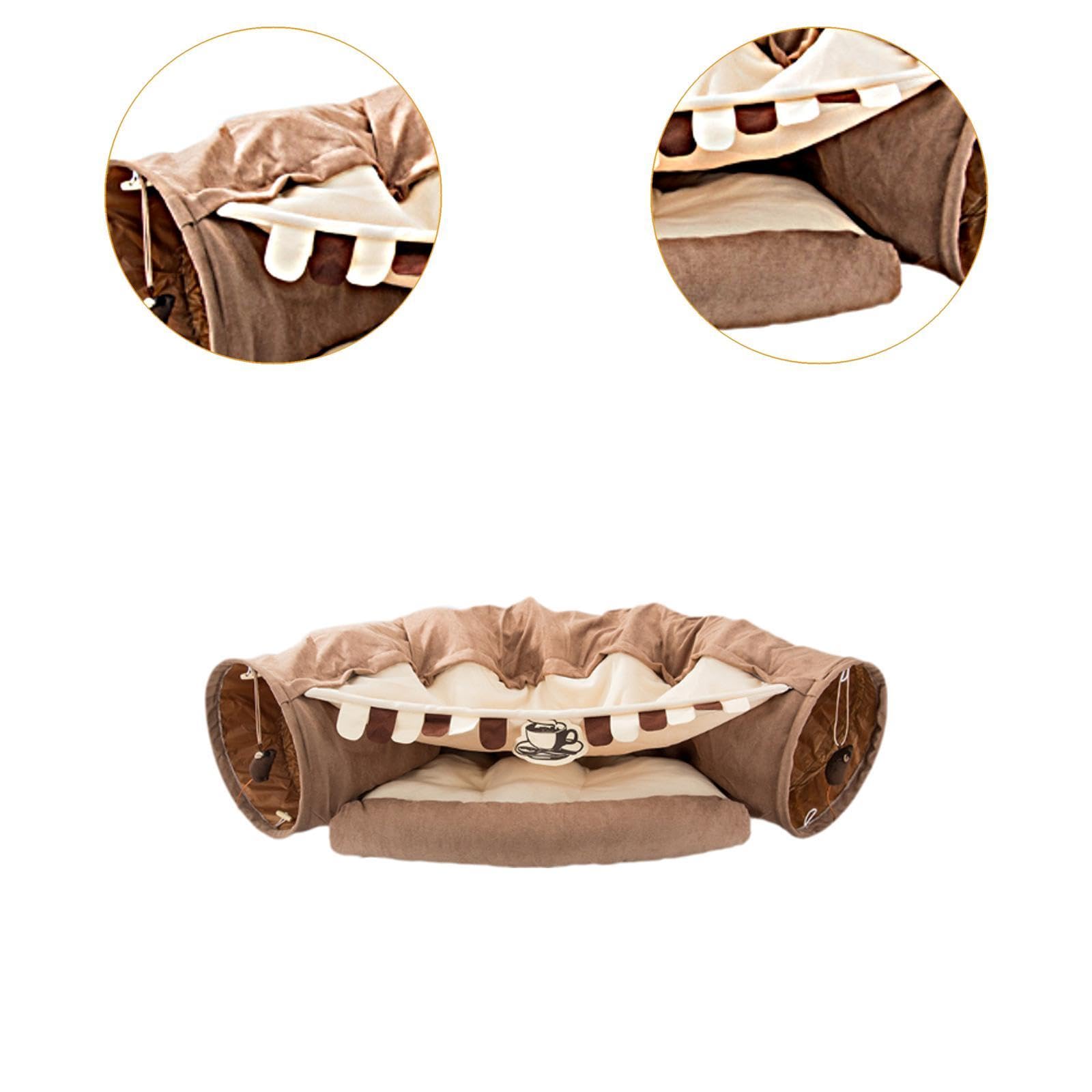 Maison de Jeu Portable pour Chat avec Coussin Lavable - Jouet Interactif pour Petits Animaux, Café