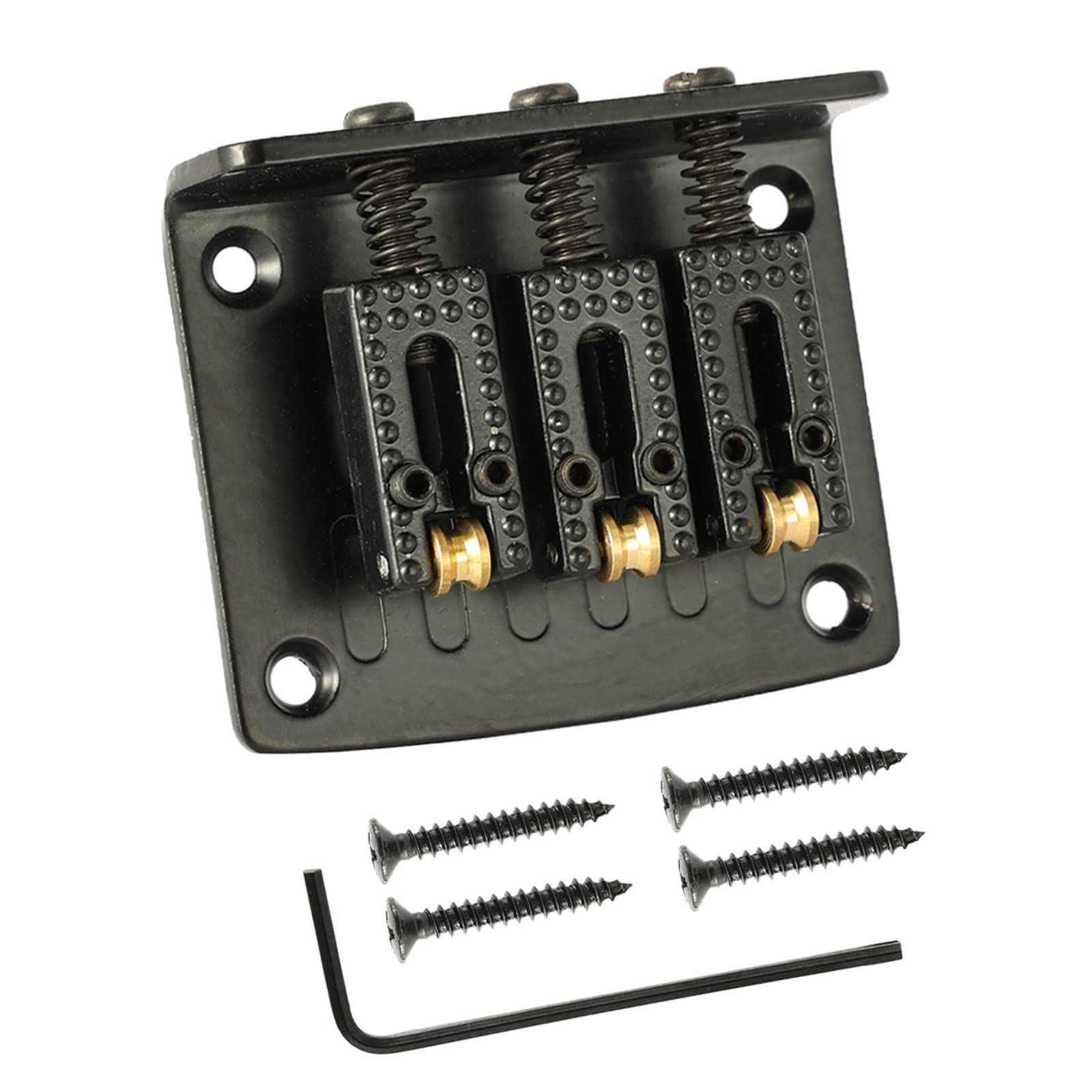 MEELYHOME 3 String Cigar Box Guitar Bridge, Electric Guitar Bridge Tailpiece Top Load Fixed Hardtail Saddle Cigar Box Guitar Parts, Black