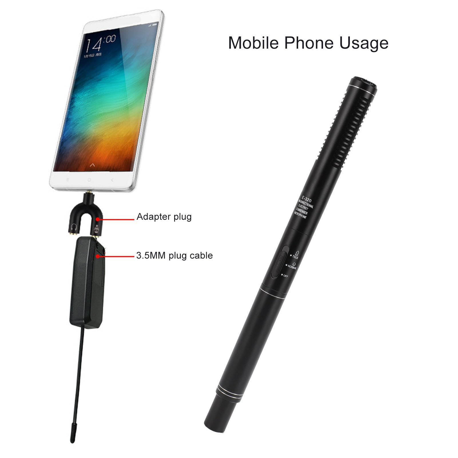 Cryfokt Microfono per Interviste a Condensatore Professionale Wireless 2.4G per Telefono con Fotocamera SLR, Alta sensibilità, per Riunioni su Larga Scala, Interviste Ai Giornalisti, 11 Pollici