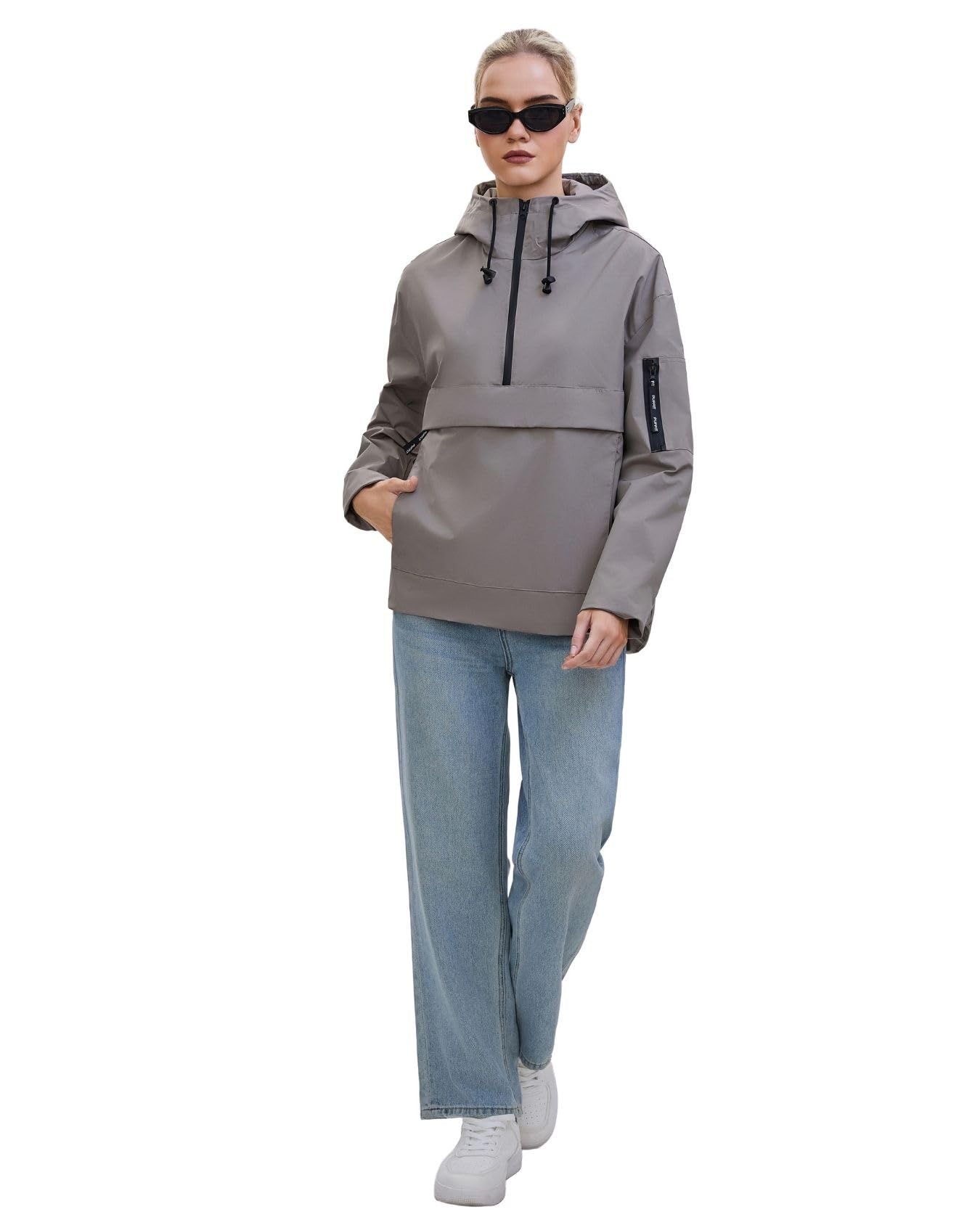 PUFFIT Anorak - Chaqueta impermeable ligera con capucha para mujer, resistente al agua, con capucha, perfecta para acampar y viajar