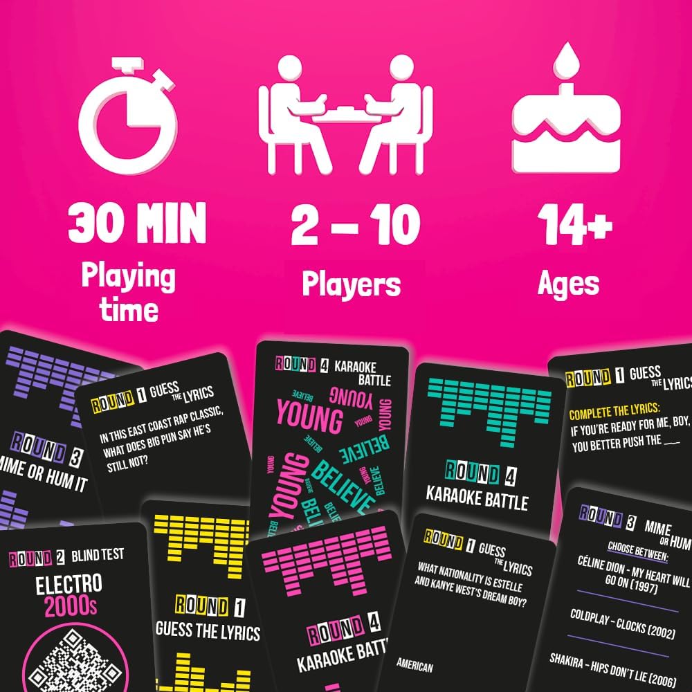 ATM Gaming Play HIT | 90s & 2000s Music Trivia Board Game for Adults & Teens | Fun Party Game with Karaoke & Blind Test | Card Game | Quiz Game | Gift for Music Lovers (US Version)