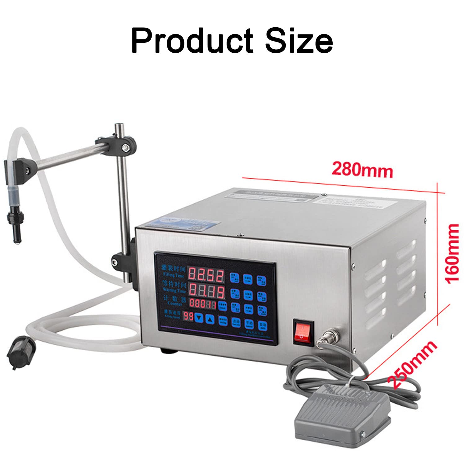 BLANKX Máquina de Llenado de Líquidos Automática 2.5L/min Llenadora de Botellas Cuantitativa con Pedal para Aceite Perfume Vino Bebidas,220V