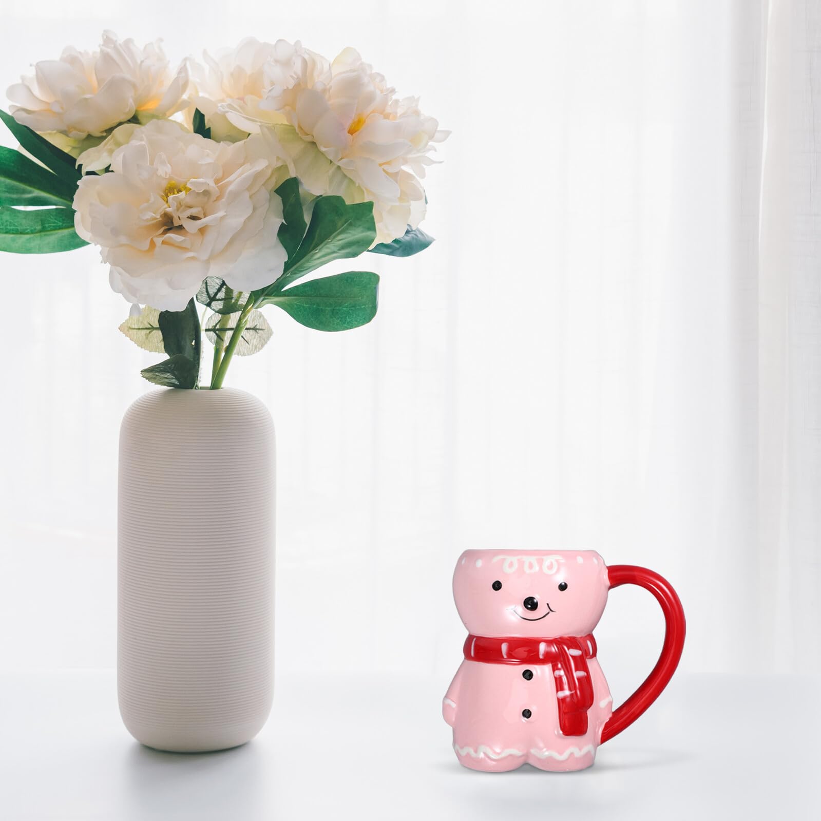 Housoutil Taza de Cerámica Navideña Forma de Hombre de Jengibre Taza para Café y Té para Decoración de Fiesta de Navidad Casa