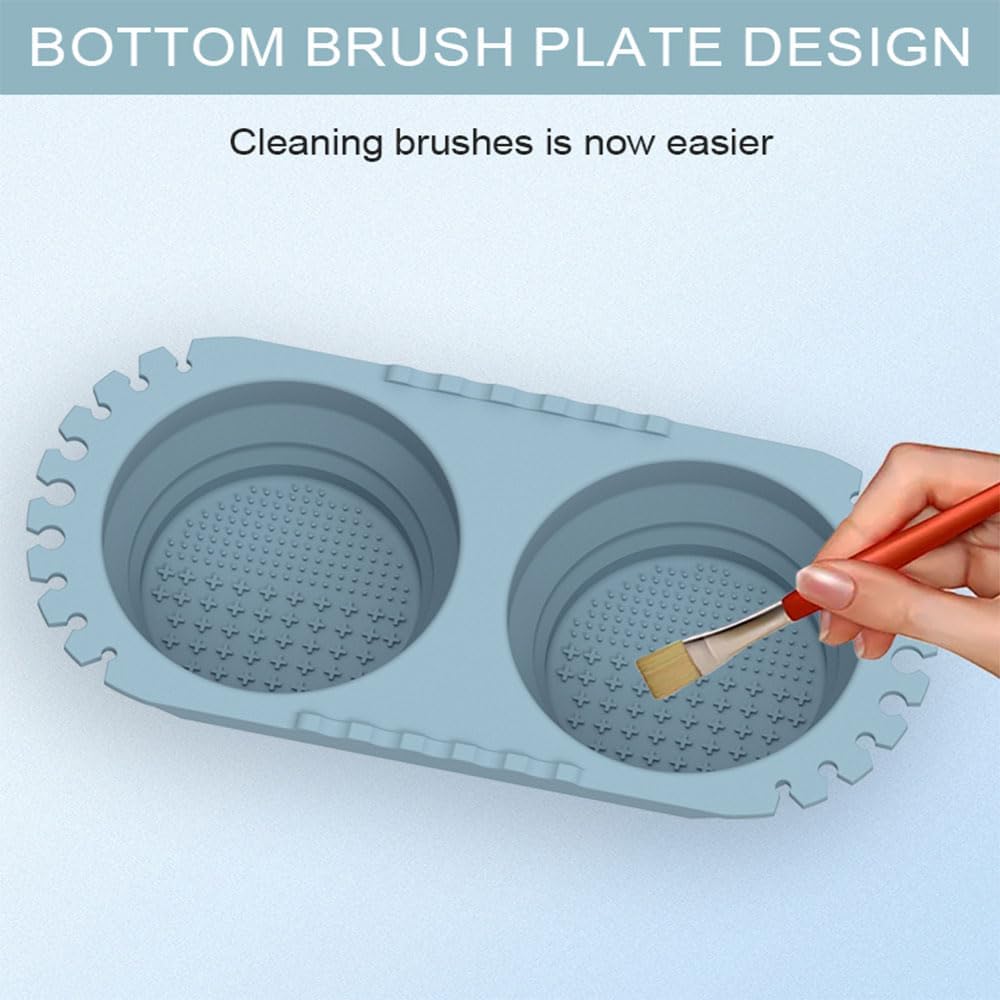 Paint Brush Cleaner Foldable Silicone Cleaning Container 8.8x4.2in gift for Students And Artists（Blue） - Image 5