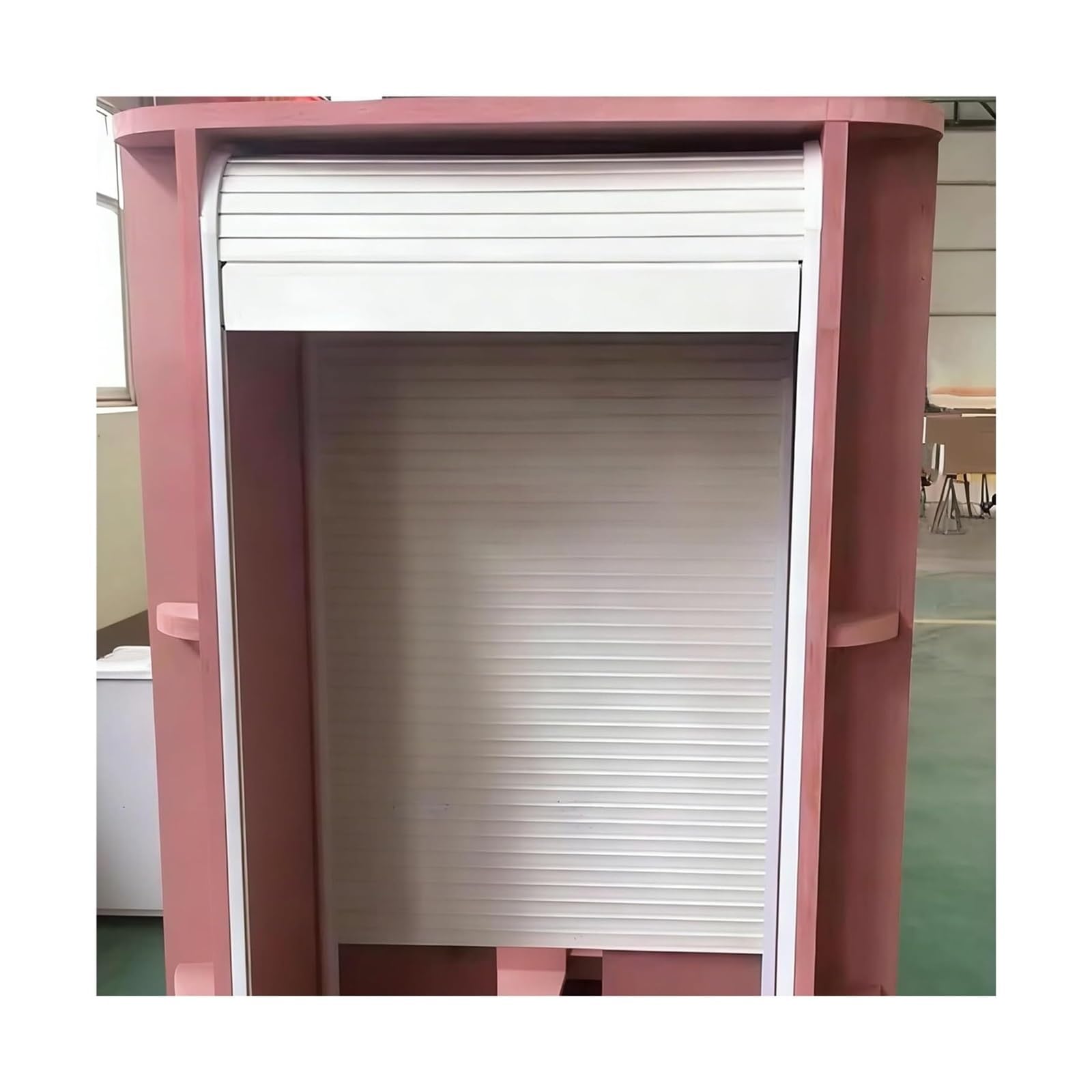 Accordion Folding Door Kit, Roll Up Tambour Door ABS Manual Sliding Shutter with Handle Tracks Multiple Sizes for Cabinet Wardrobe RV(33x28in/84x71cm)
