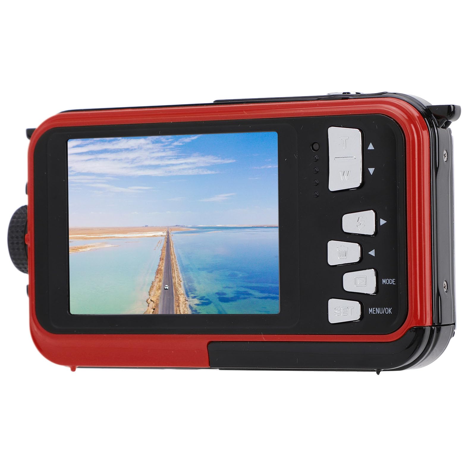 2.7K Underwater Camera, 48MP Waterproof Camera with Dual Screens 16X Zoom Autofocus 11FT Water Resistant Compact Digital Camera for Snorkeling Diving (Red)