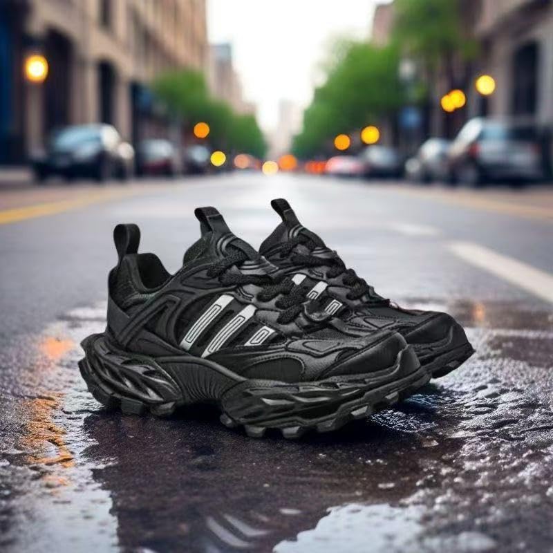 Chunky Platform Sneakers, Athletic Running Shoes, White and Burgundy, Mesh and Leather Design4