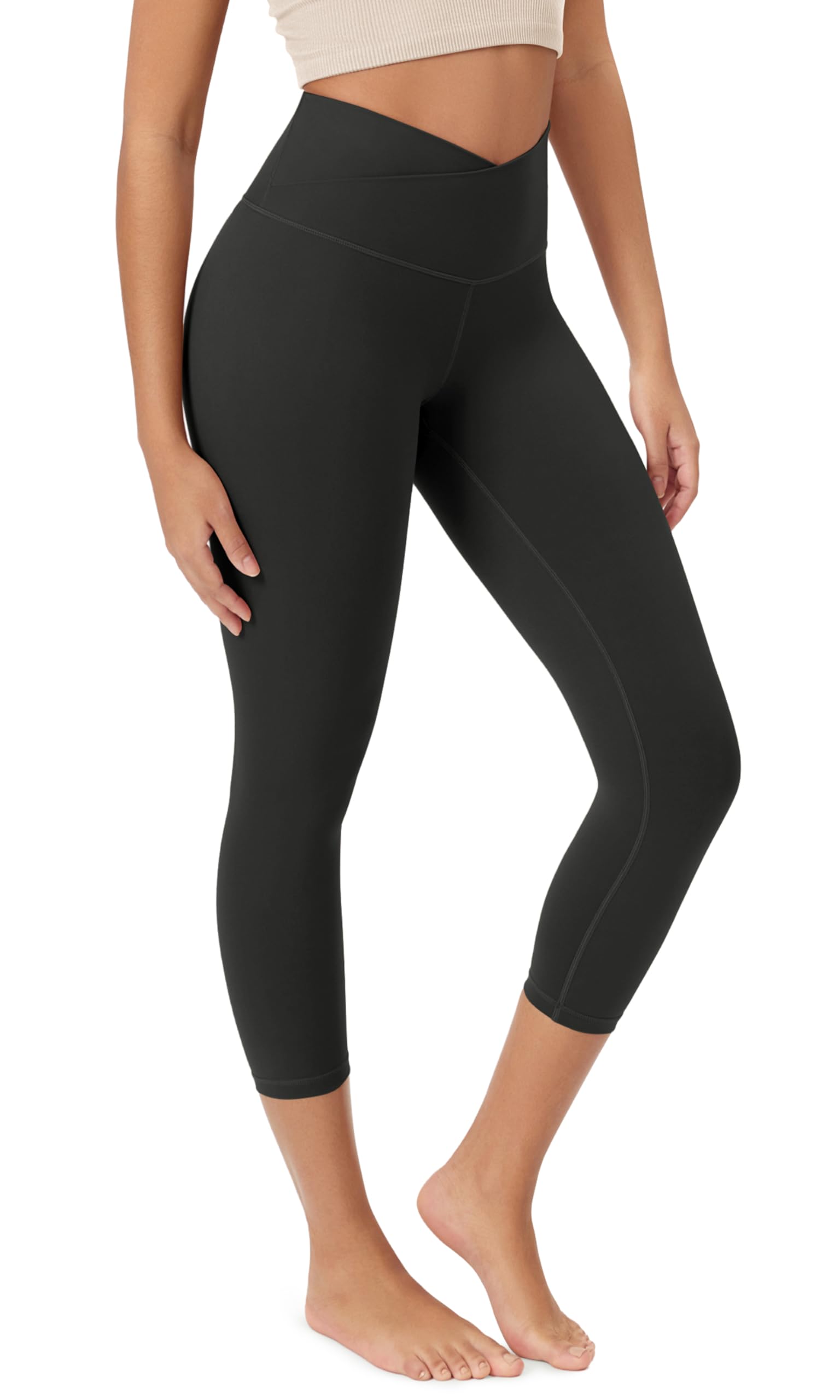 ODODOS Women's Crossover Leggings with Back Pocket, 23" / 25" / 28" Buttery Soft V High Wasit Lounge Yoga Pants