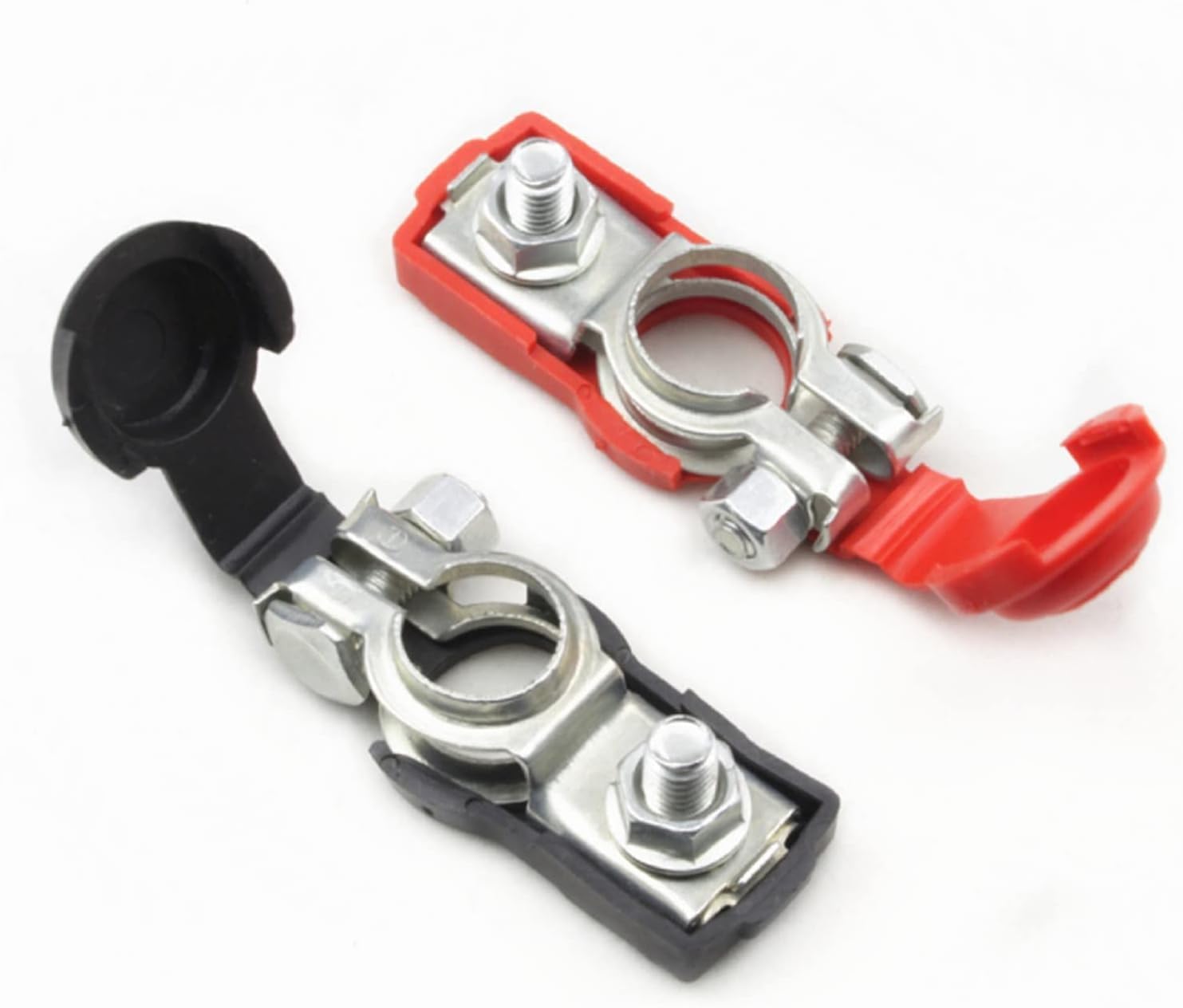 Universal Battery Terminals - Positive & Negative Car Battery Cable Connectors with alloy Core & Plastic Cover - Corrosion Resistant, High Conductivity for Cars, Trucks, Vans (Korean Style Clamps)