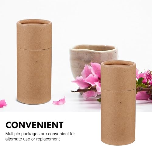 Miniatura 2 de Hemoton Cajas de papel kraft con tapas, cilindro redondo de 5.3 x 4.6 x 2.3 pulgadas, tubos de embalaje para botellas de aceite esencial,