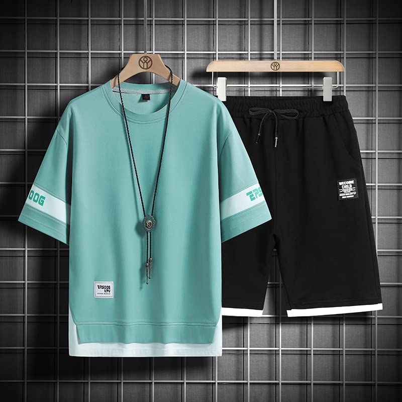 AXEBHPED Mannen Trainingspak Casual Joggers Sportkleding T-shirts En Shorts Mannelijke 2 Stuk Sets Hip Hop Running Sport, NL 8, S - Afbeelding 4