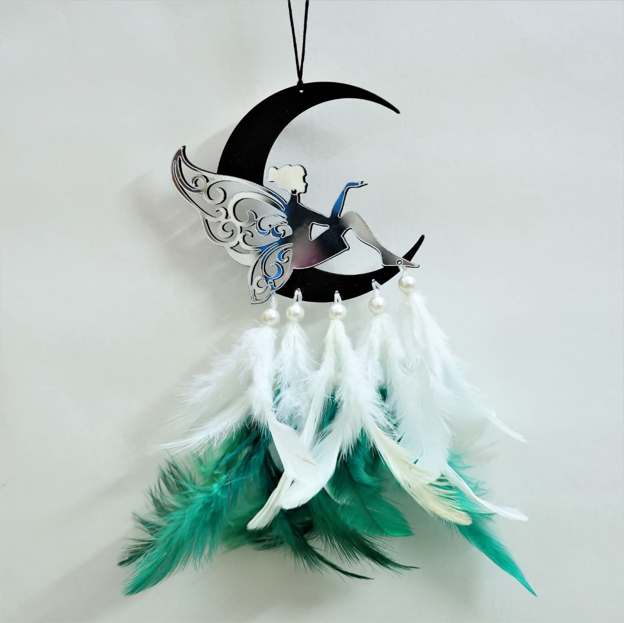 Artle Media Half Moon with Fairi Design Dream Catcher for Love, Wall Hanging, Car Hanging, Home Décor, Bedroom, Gift, Party, Couple, Decoration,Valentine Day, Decorative (8X20 Cm Small)