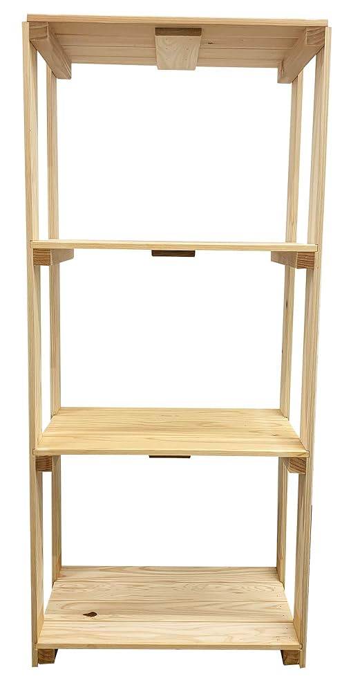 木製ラック 4段 ナチュラルシェルフ 北欧風(組み立て済み発送) Amazon|天然 木製 ラック 【 4段 43×96×27cm】 棚 ナチュラル
