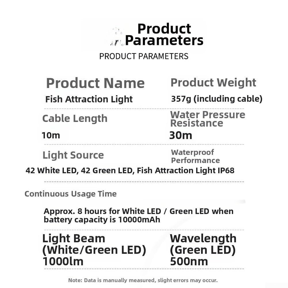 Lampe de pêche sous-marine rechargeable par USB IP68 étanche 10 m câble bicolore pour la pêche de nuit