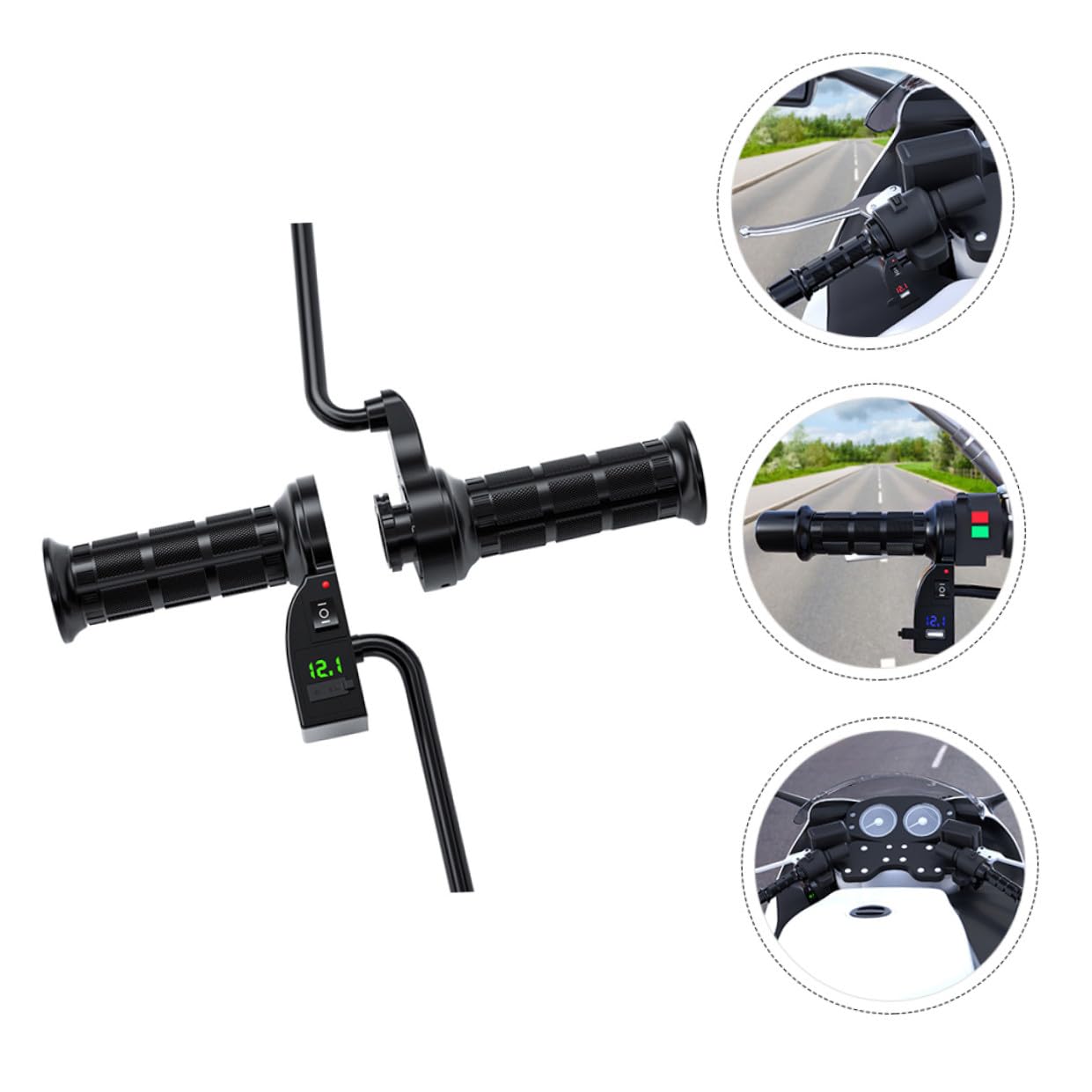 Didiseaon Funda para Puños Calefactables de Motocicleta 12v Pantalla Digital, Instalación y Temperatura Ajustable para Scooter y Atv, Material Nylon y Tpu