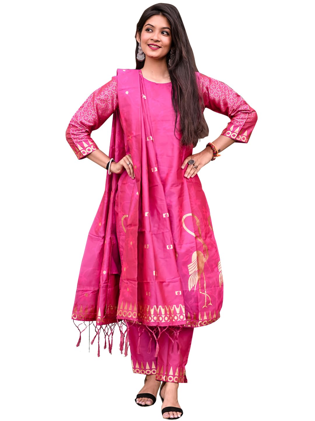 VredeVogel Women’s Cotton Silk Jacquard Kurta Pant Set with Banarasi Silk Dupatta | Casual Outfit Ethnic Kurta Set for Women | Modern & Traditional Blend Ethnic Wear VredeVogel Women’s Cotton Silk Jacquard Kurta Pant Set with Banarasi Silk Dupatta | Casual Outfit Ethnic Kurta Set for Women | Modern & Traditional Blend Ethnic Wear