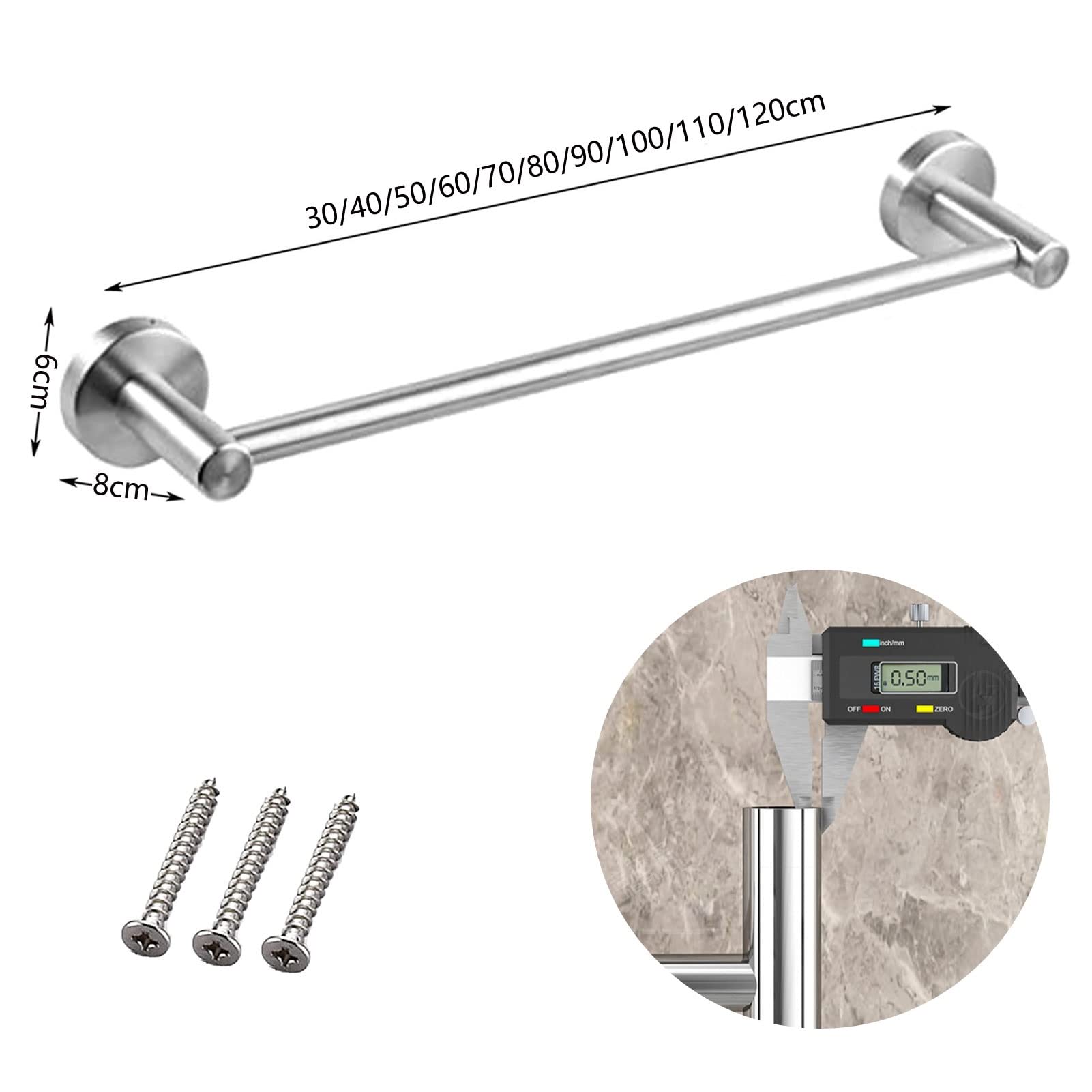 Portasciugamani Multifunzione, portasciugamani in Acciaio Inossidabile SUS 304, portasciugamani a Parete, mensola per Asciugamani per Cucina, Bagno e Toilette, Argento (Dimensioni : 110cm)