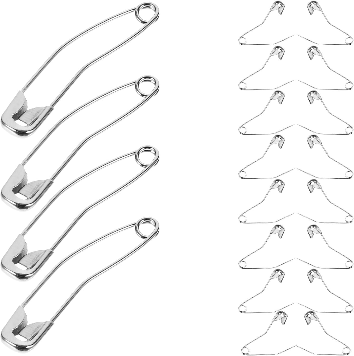 SUPVOX Curved Safety Pins 38mm 100pcs Nickel-Plated Basting Pins for Quilting Sewing Crafts and Clothing Fixing