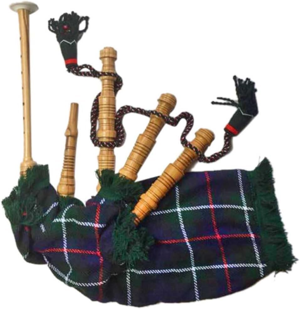 Spielbarer Dudelsack für Kinder – Junior-Größe, Rosenholz Cocus mit Mackenzie oder irischem grünem Tartan-Überzug – Anfänger-Übungsdudelsack für Kinder, schottischer und irischer Stil (MacKenzie)