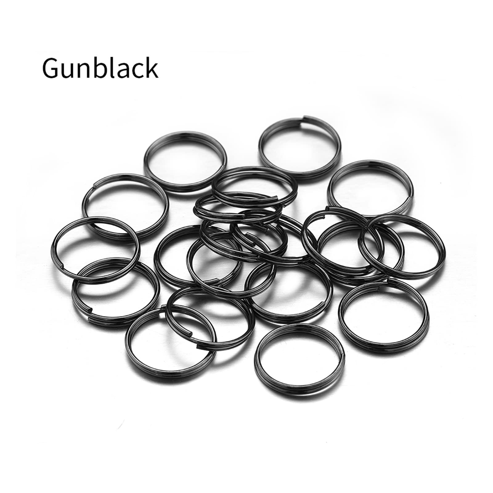 200 sztuk dzielonych breloków 5-14mm | Podwójne pętle Okrągłe złącza do breloków do rękodzieła(Gun Black,7mm)