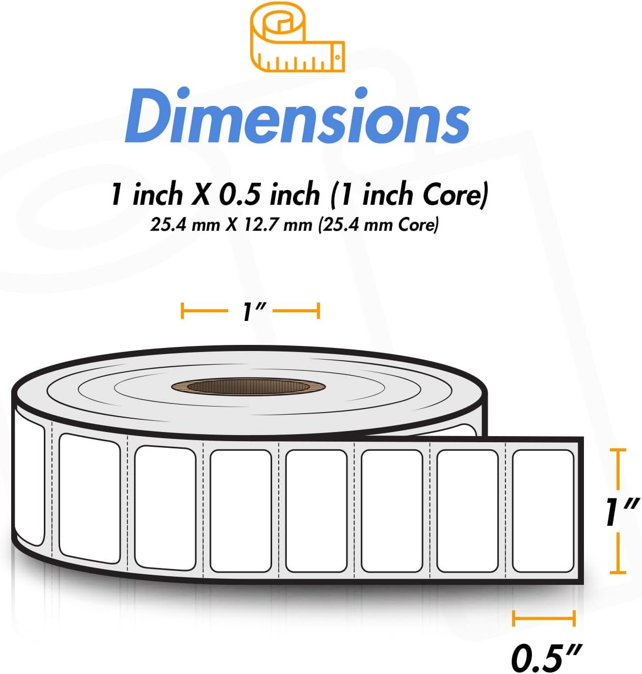 1 Inch Core - OfficeSmart Labels ZE1100012 [ 1 x 1/2 ] Zebra Compatible Direct Thermal Labels 4 Packs Rolls Desktop Printer Postage Shipping Internet Online Labels