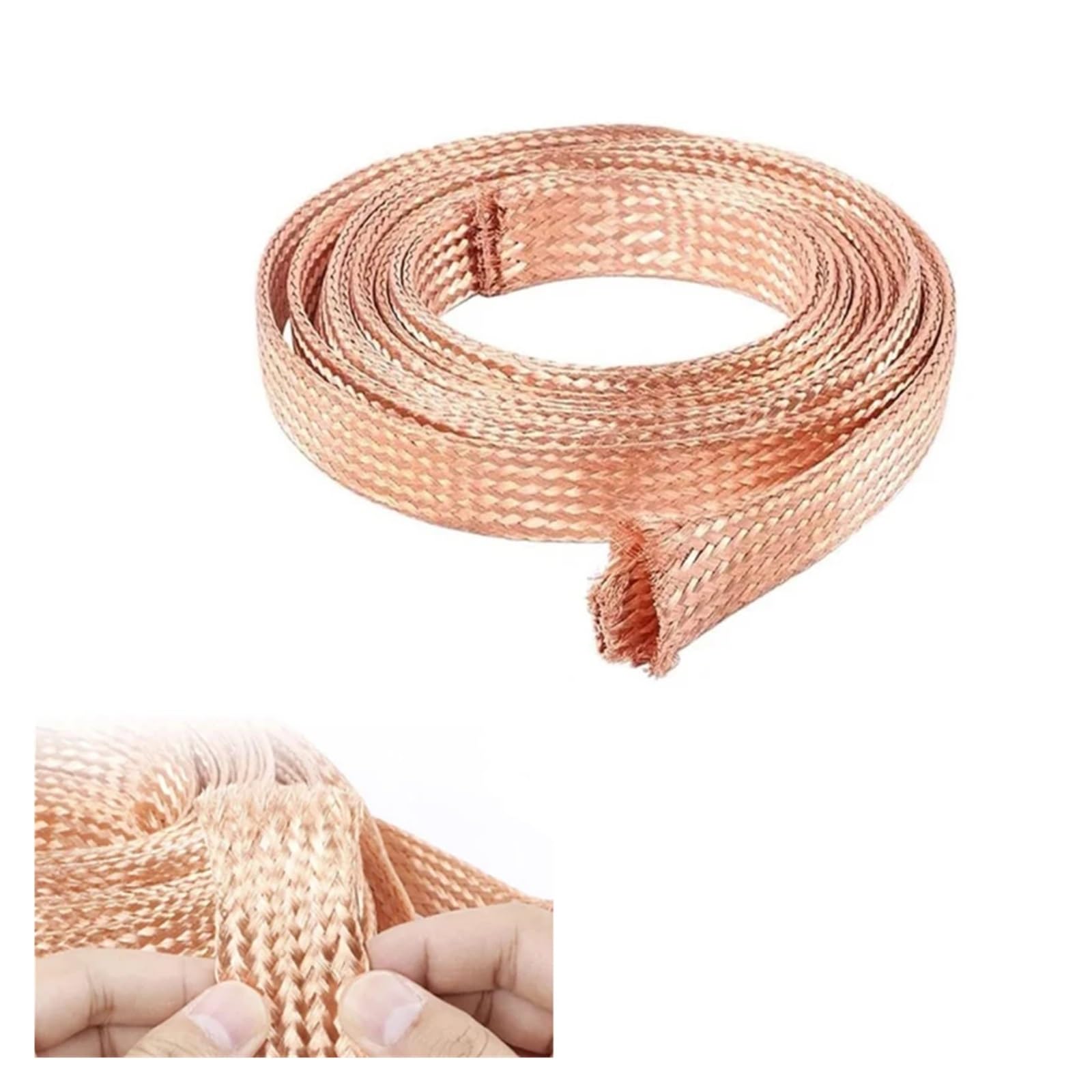 Cavo a treccia di rame puro da 10 m, anti interferenza, 25 mm, forma piatta