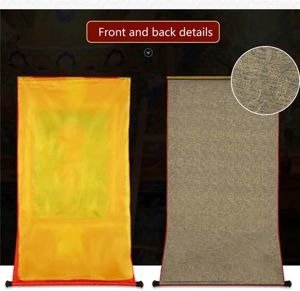 Tapisserie bouddhiste, tapisseries Thangka - Bouddhisme tibétain tantrique Thangka Avalokitesvara à quatre bras, Padmapani, tapisserie bouddhiste en brocart d'estampage à chaud for la méditation de dé