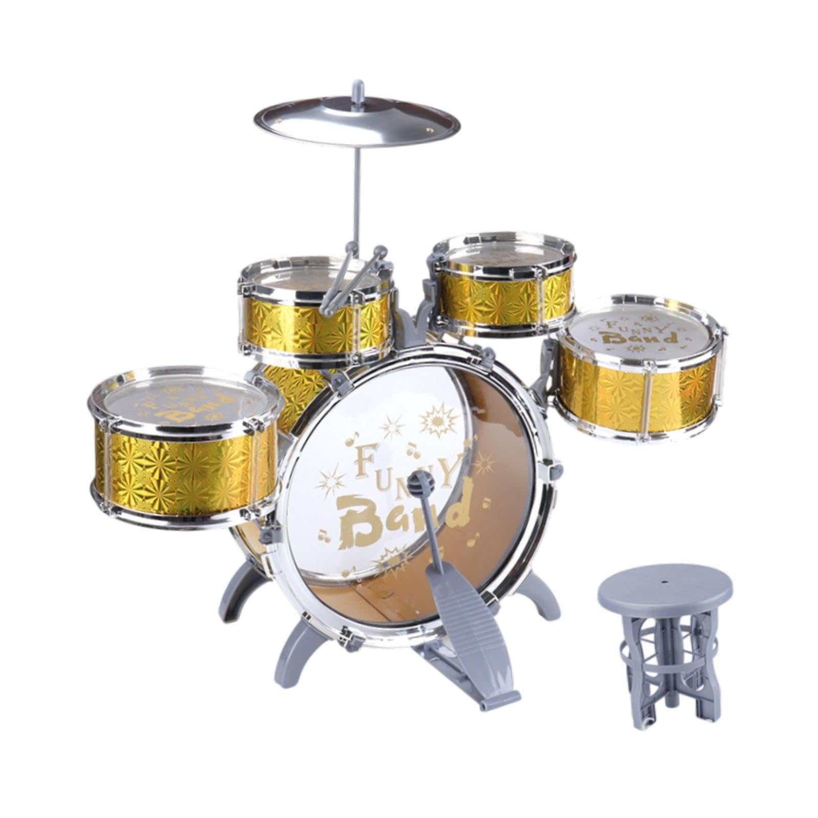 TISHITA Batería Infantil Juego de Jazz Tambores Instrumento Percusión Musical Taburete Incluido Resistente para Niños Conciertos Educación Temprana, Azul