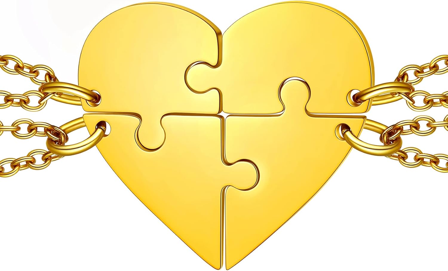ChainsHouse Puzzle Friendship Necklace Stainless Steel BFF Necklace, 2/3/4/5/6/7/8pcs Personalized Matching Heart Pendant Friendship Necklaces for Women Men, Send Gift Box