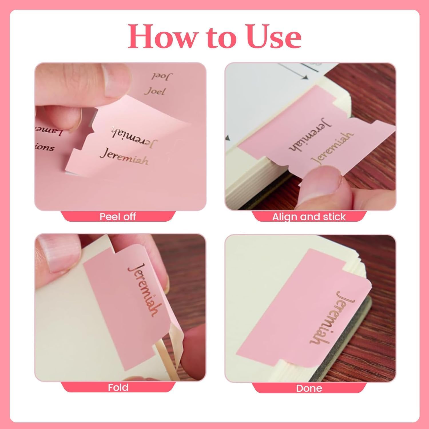 90Pcs Pink Bible Tabs for Women Book Studying Bible Stickers - Image 3