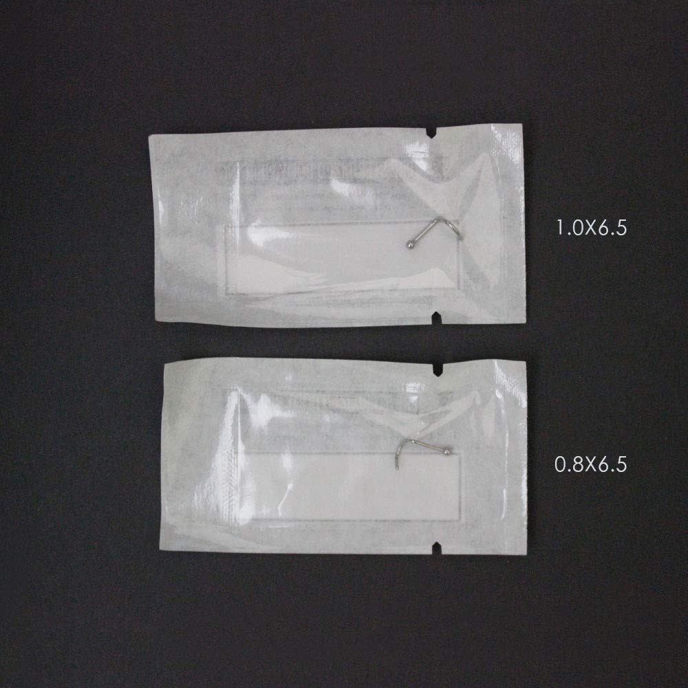 WARRIOR Perforación de nariz Perno de nariz Perno de nariz curvo con bola estéril de acero quirúrgico 316L 18G (1,0 mm) / 22G (0,8 mm) Longitud 6,5 mm PBS-001