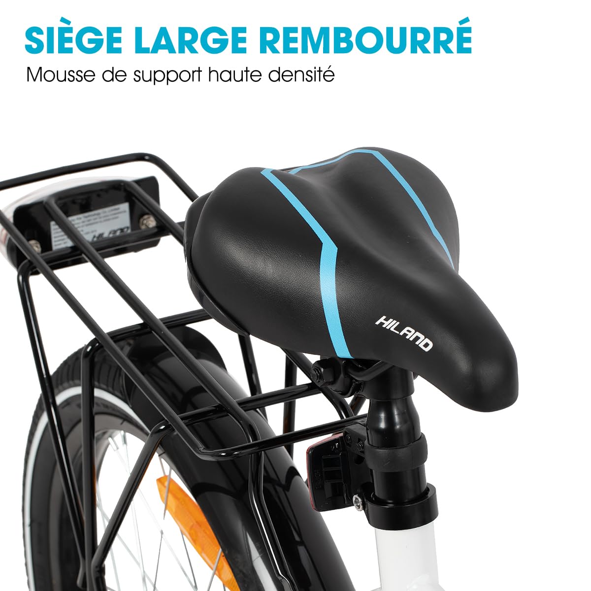 HILAND Sentry Vélo Enfant 16/18 Pouces, 4–8 Ans, pour Fille et Garçon, avec Porte-Bagages, Frein à Main et Frein Rétropédalage, Noir/Blanc
