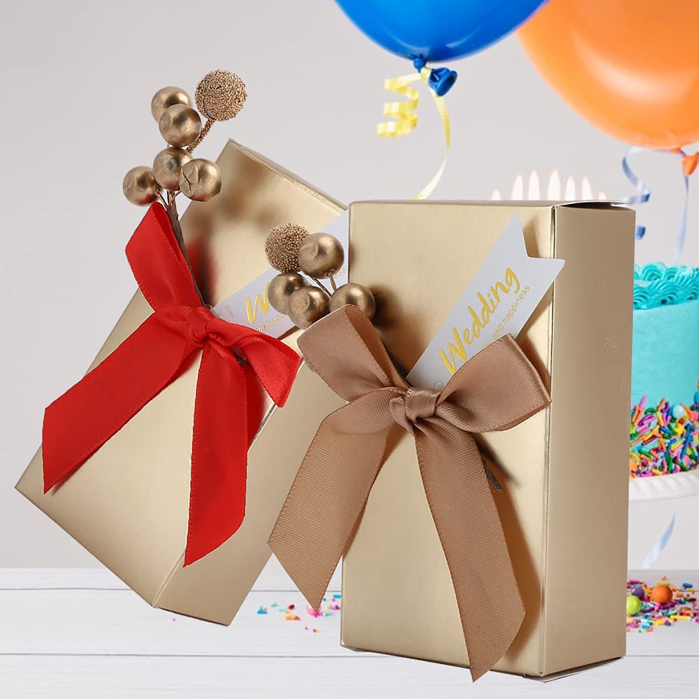 Paquete De 50 Cajas De Regalo Cuadradas Con Lazo 3D Para 40 Cumpleaños Adultos - Tema Dorado Y Negro, Tamaño 3.5x3.5x7 Pulgadas