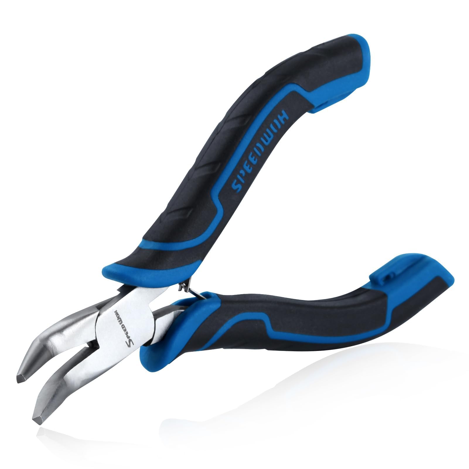SPEEDWOX 5-Inch Bent Chain-Nose Pliers Mini 45-Degree Bent Nose Pliers for Jewelry Making PVC Grip Handle with Double Leaf Springs Curved Nose Plier for Jewelry Make Repairing Jewelry Making Tool