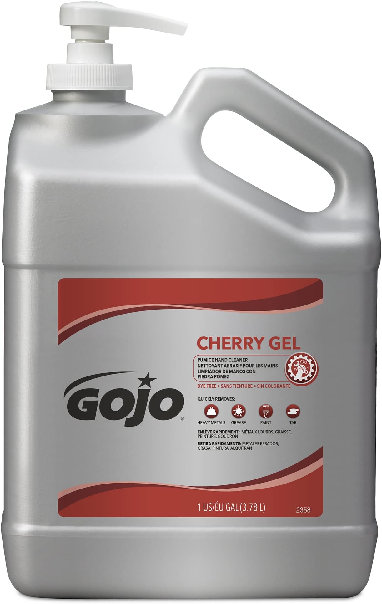 Cherry Gel Pumice Hand Cleaner Cherry Fragrance, 1 Gallon Hand Cleaner with Pumice in Pump Bottle (Pack of 1) - 2358-02