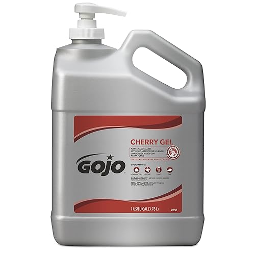 GOJO Limpiador de manos Cherry Gel Pumice, fragancia de cereza, limpiador de manos de 1 galón con piedra pómez en botella dispensadora (paquete de