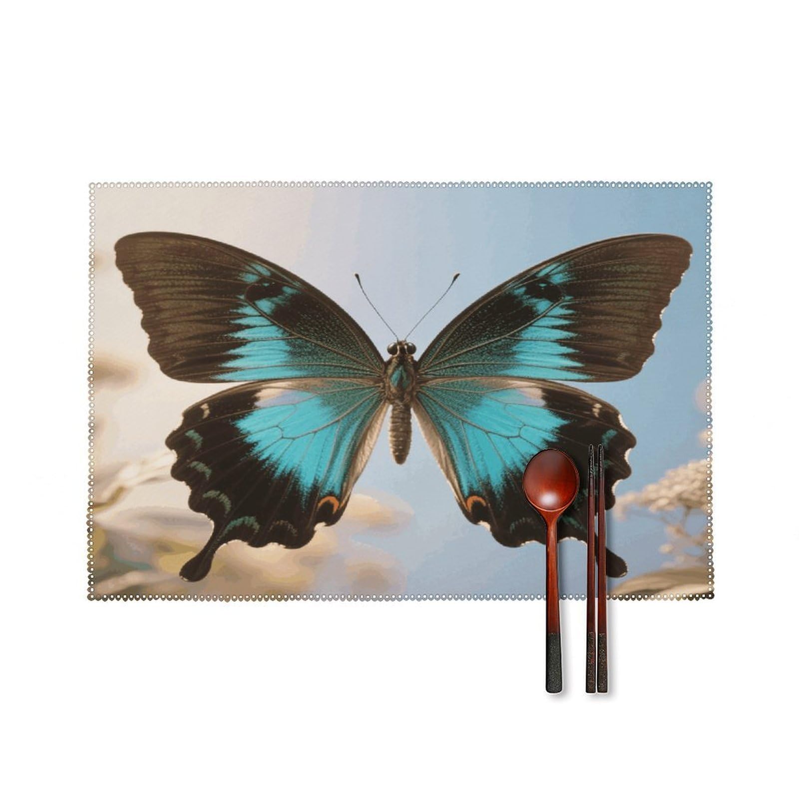 Butterfly Placemats Set of 4 Heat Resistant Non-Slip Place Mats for Dining Table Washable Placemat Wipeable Dining Table Mat Canvas Place Mats Dining Table Decor