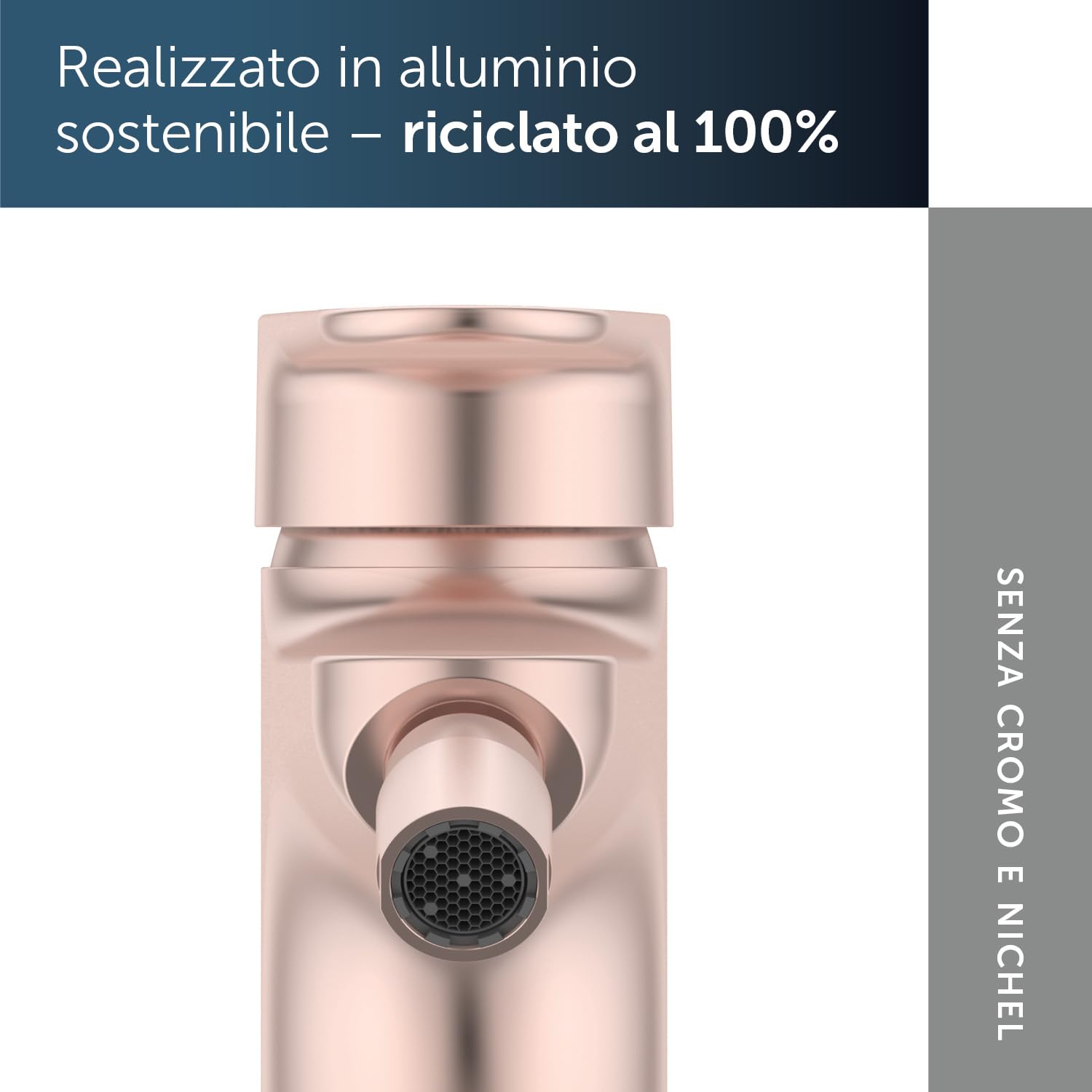 Ideal Standard – Alu+ Miscelatore per bidet, 115 mm proiezione del beccuccio, Raddrizzatore di flusso, risparmio d'acqua, tecnologia Blue Start, FirmaFlow, elementi principali in alluminio, Rosé
