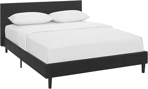 Miniatura 11 de Modway Anya - Cama tapizada de plataforma blanca con soporte de listones de madera Blanco,verde azulado,Celeste,Beige,Negro -,Gris,Gris,claro