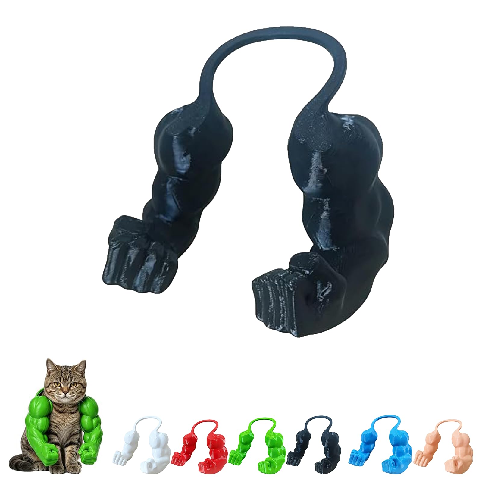 Cat Muscle Arms, 3D Printed Muscle Arms for Cats, Halloween Pet Costume Cat Superhero Arms, Lightweight Neck Hanging Halloween Outfit, Ideal Photo Prop for Cats & Dog，Black