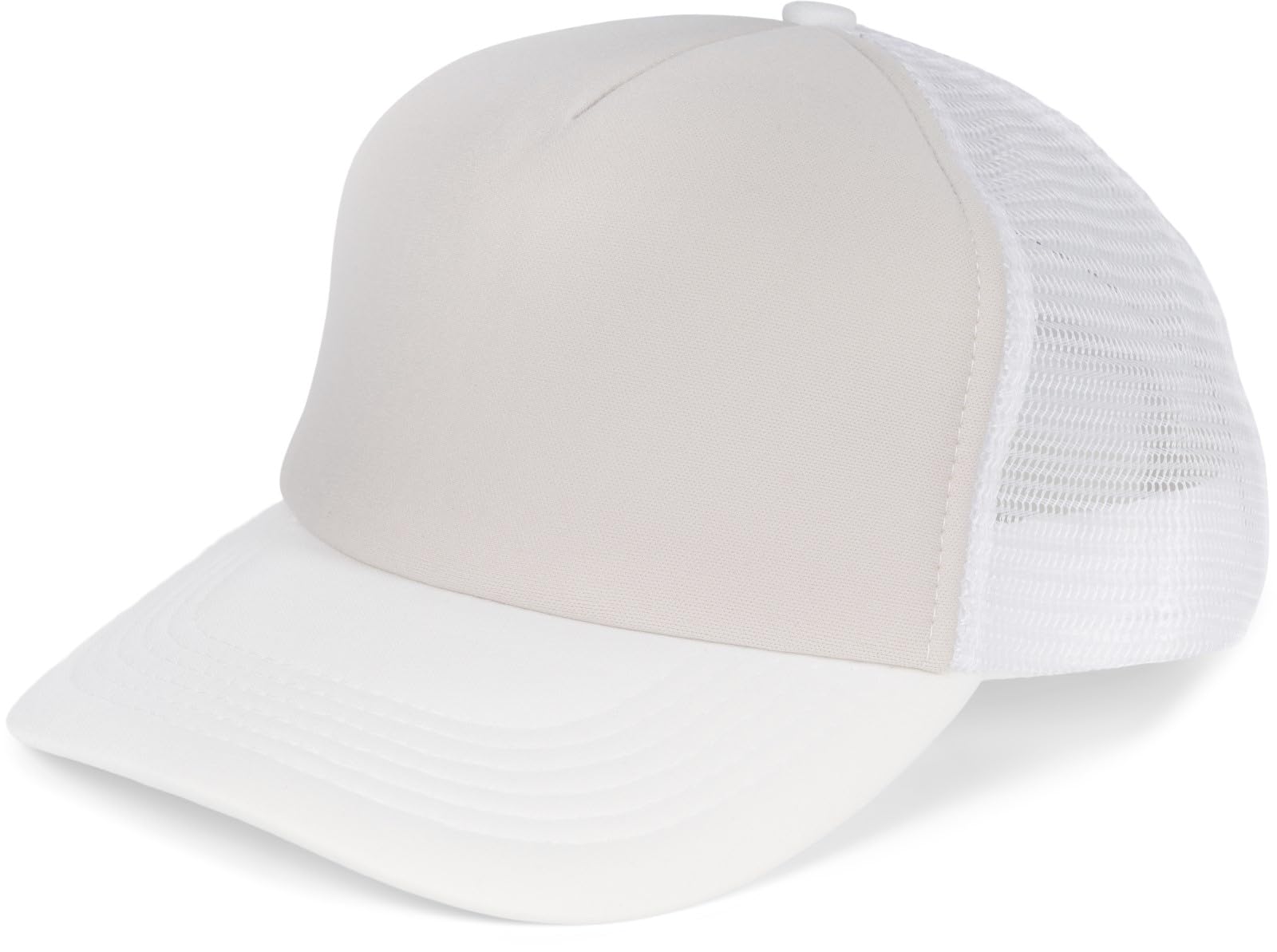 Stylebreaker Unisex Light Grey-White 5-Panel Mesh Cap, Trucker Baseball Cap, Adjustable Click And Snap Closure, Cap 04023007, Colour: