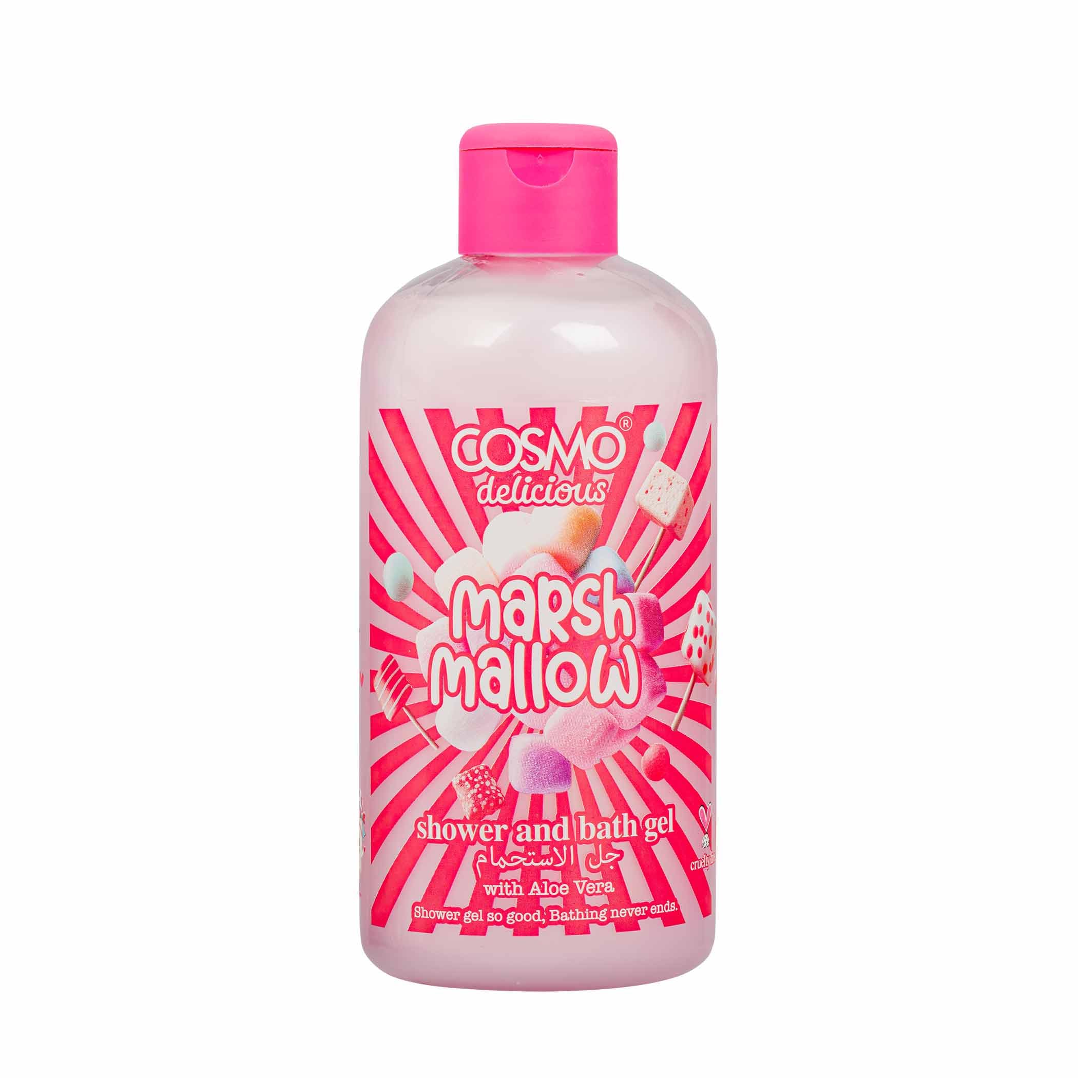 Cosmo Delicious Marsh Mallow With Aloe Vera Shower Bath Gel 400ml Hydrating Refreshing Body Wash Sweet Marshmallow Vanilla